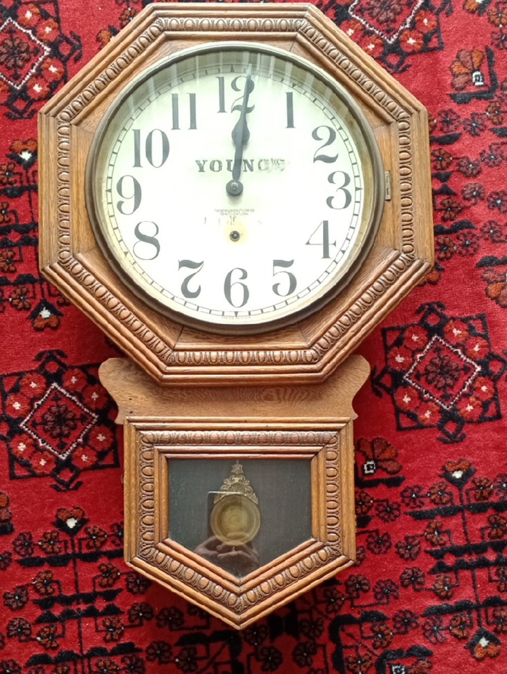 Brown Octagon Wooden Wall Clock - Classic Home Decor